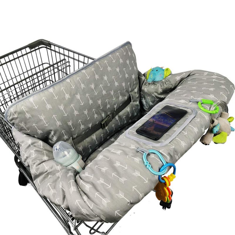ICOPUCA Shopping Cart Cover for Baby boy Girl, Anti Slip Design, Cotton High Chair Cover, Machine Washable for Infant, Toddler, Grocery Cover (Grey) - Image 1