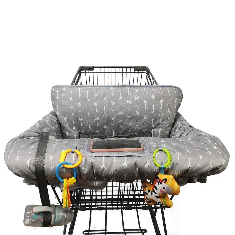 ICOPUCA Shopping Cart Cover for Baby boy Girl, Anti Slip Design, Cotton High Chair Cover, Machine Washable for Infant, Toddler, Grocery Cover (Grey) - Image 4