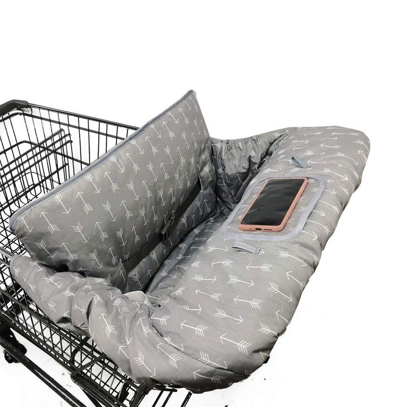 ICOPUCA Shopping Cart Cover for Baby boy Girl, Anti Slip Design, Cotton High Chair Cover, Machine Washable for Infant, Toddler, Grocery Cover (Grey) - Image 5