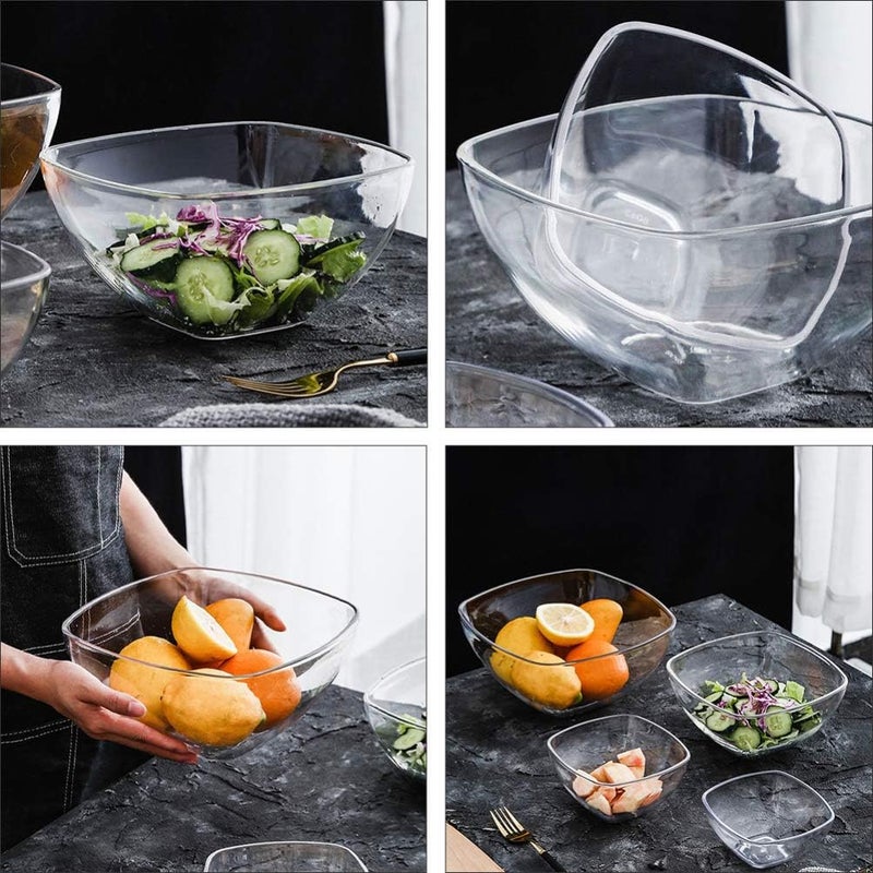 DOITOOL 1pc Acrylic Square Salad Bowl Capacity Food Serving Bowl for Vegetables Fruits and Salads Stylish Transparent Design Easy to Clean for Daily Use - Image 5