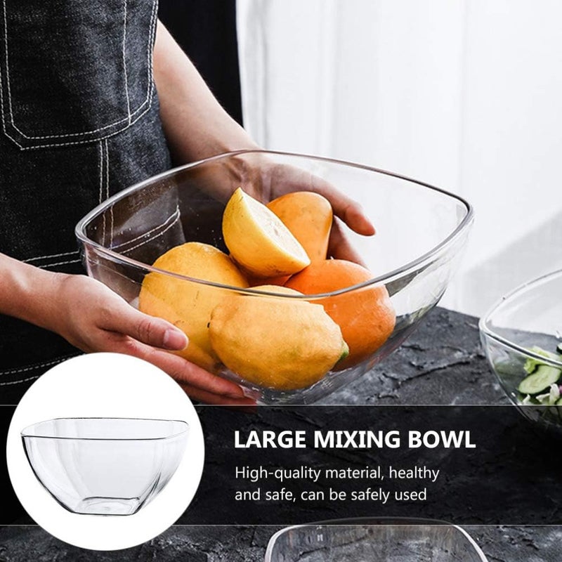 DOITOOL 1pc Acrylic Square Salad Bowl Capacity Food Serving Bowl for Vegetables Fruits and Salads Stylish Transparent Design Easy to Clean for Daily Use - Image 2