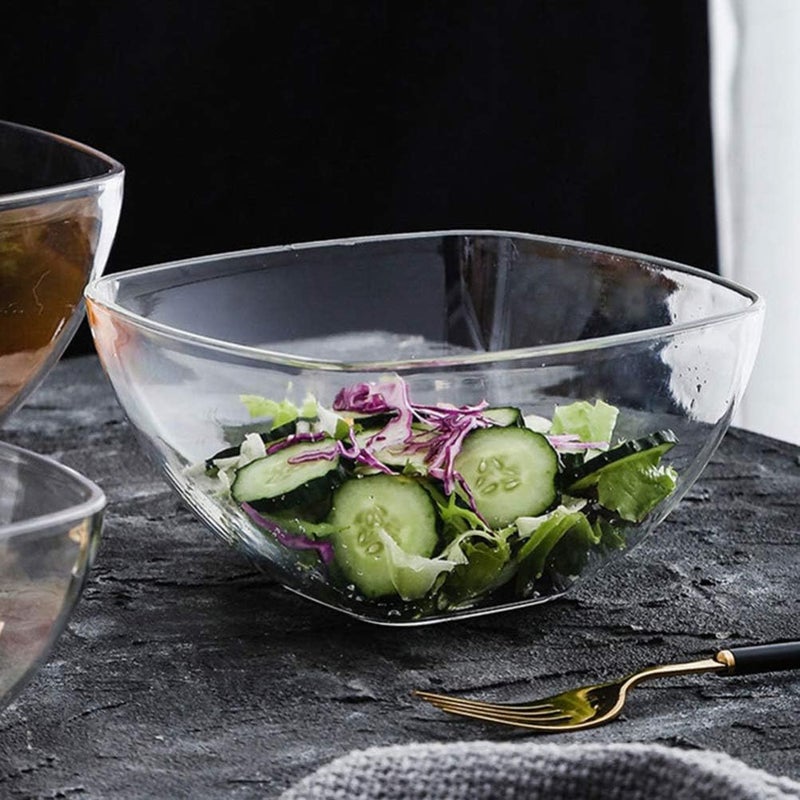 DOITOOL 1pc Acrylic Square Salad Bowl Capacity Food Serving Bowl for Vegetables Fruits and Salads Stylish Transparent Design Easy to Clean for Daily Use - Image 4