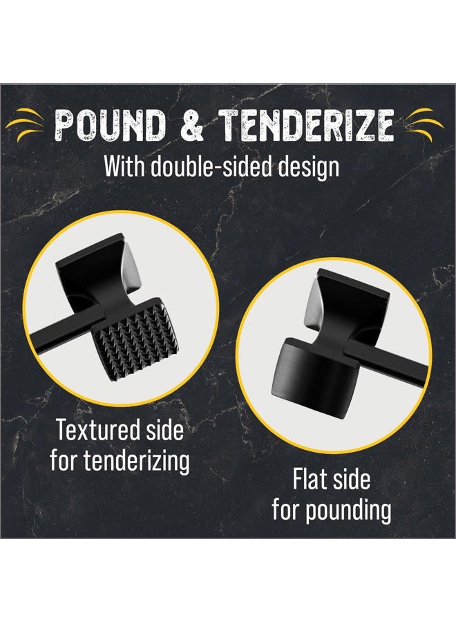 Checkered Chef Meat Tenderizer. Best Hammer/Mallet Tool/Pounder For Tenderizing Steak,Beef And Poultry. Solid Metal Construction With Rubber Comfort Grip Handle. 100% Dishwasher Safe. - Image 2