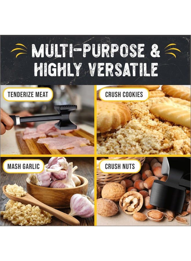 Checkered Chef Meat Tenderizer. Best Hammer/Mallet Tool/Pounder For Tenderizing Steak,Beef And Poultry. Solid Metal Construction With Rubber Comfort Grip Handle. 100% Dishwasher Safe. - Image 4