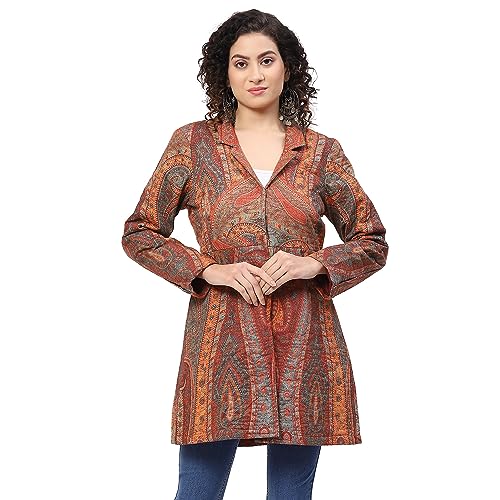 BIBA Women's Rayon Printed Mix and Match(COATS/JA18651_Burnt Orange_38), Mid-Thigh, XL - Image 1