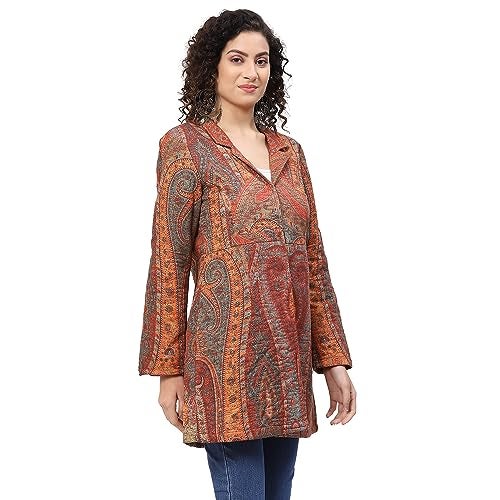 BIBA Women's Rayon Printed Mix and Match(COATS/JA18651_Burnt Orange_38), Mid-Thigh, XL - Image 3