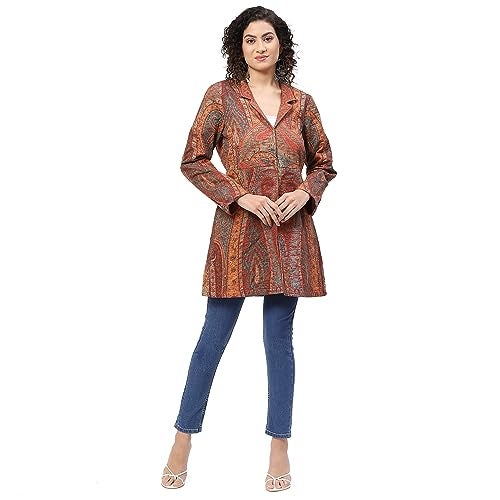 BIBA Women's Rayon Printed Mix and Match(COATS/JA18651_Burnt Orange_38), Mid-Thigh, XL - Image 5