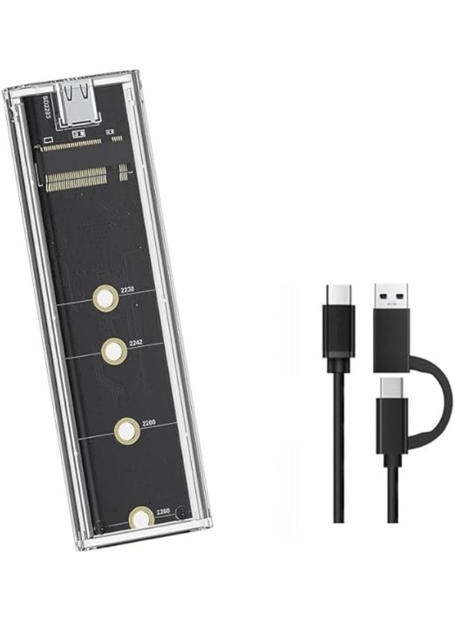 كيس M.2 SSD شفاف بإضاءة RGB - يدعم بروتوكول NVMe (10Gbps) و SATA (5Gbps) المزدوج - اتصال USB C 3.2 Gen 2 - متوافق مع جميع المقاسات الرئيسية (2280/2260/2242/2230) - Image 1