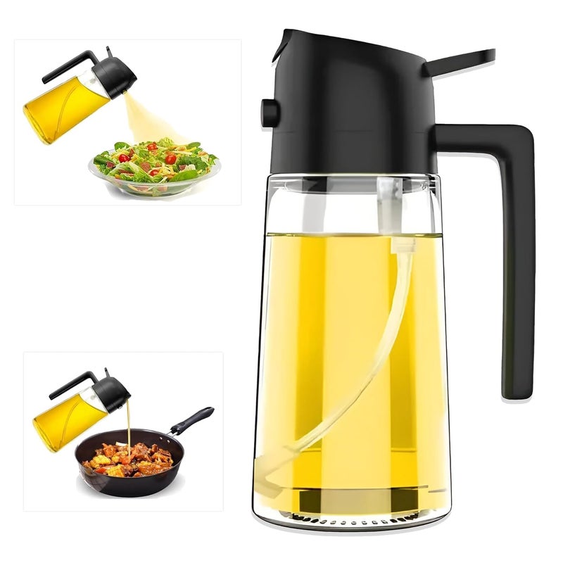 YESIKOM 500ml 2 in 1 Olive Oil Sprayer and Oil Dispenser Bottle for Kitchen Glass Oil Bottle with Premium Nozzle Oil Sprayer for Air Fryer SaladBBQRoasting Multi Color Pack of 1 - Image 1