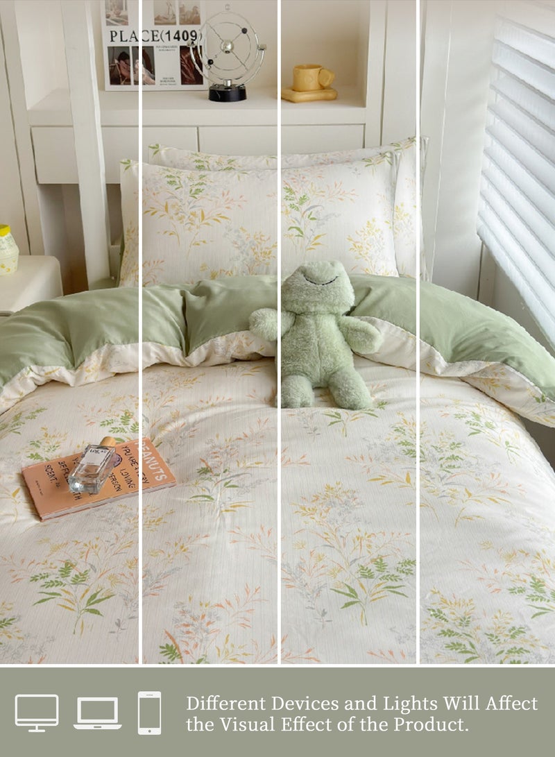 INFOSUN 4-Piece Luxury Bedding Set - Single Size Duvet Cover 180x220cm + Fitted Sheet 230x230cm + 2 Pillowcases 48 x 74cm- Wrinkle-Resistant & Ultra-Soft Microfiber Polyester - Sage Green - Image 4