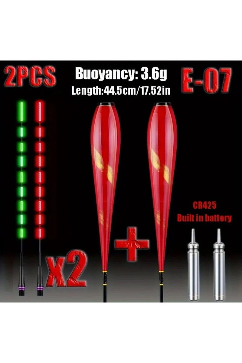 SE-07 قطعتان من عوامات LED الإلكترونية الجذابة، عوامة مؤشر العضة متغيرة اللون مع بطارية CR425