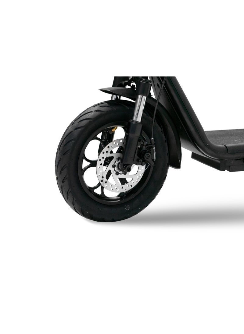 Crony E-Scooter for Adults, 500W Brushless Motor, 30-35KM/H Max Speed,48V 10AH Battery, 25-30KM Range,  Foldable Design Electric Scooter, 12” Off-Road Rubber Tires, Front Suspension, Dual Disc Brakes, LED Headlamp, Rear Luggage Tray, Lightweight Aluminum Frame, Portable Urban Commuter Electric Motorcycle, Compact Travel Citycoco Scooter for Heavy Riders,  JL005-02 Black  - Image 2
