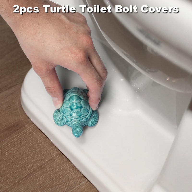 YLOVAN Turtle Toilet Bolt Covers Decorative Toilet Knob Covers for Bottom of Toilet, Toilet Screw Cover Caps Sea Turtle Toilet Bolt Caps Coastal Decor Home Beach House Decor Bathroom, Easy to Install 2pcs - Image 2