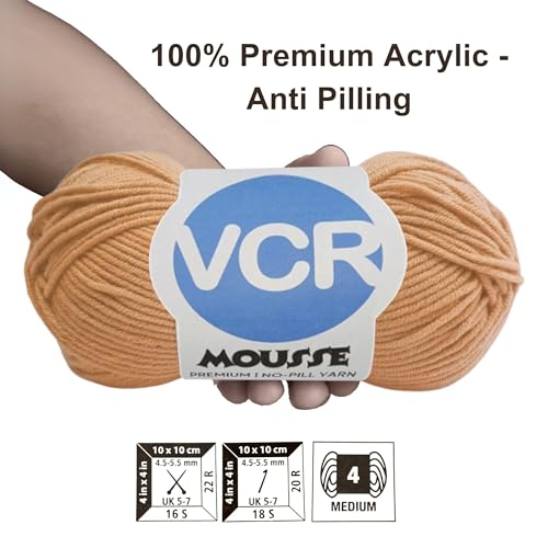 VCR 4ply Brownish Beige Yarn, 100 Grams Hank, 190 Meters Length, Acrylic Ball for Crochet and Knitting, Soft Crosia Threads, Pack of 1 Yarn, Suitable for DIY Crafts - Image 3