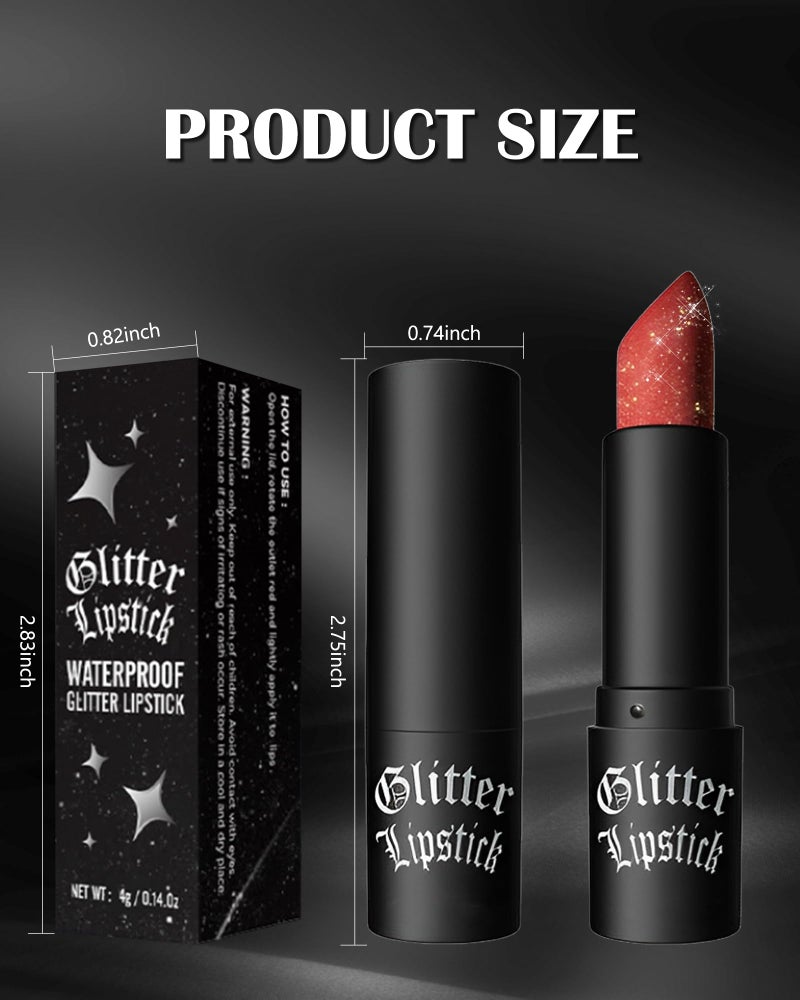 LYSdefeu Black Diamond Glitter Matte Lipstick, Gothic Shiny Lip Gloss, Sparkling High Pigment Longlasting Waterproof Smudgeproof Non-Stick Lipstick, Bold Shimmer Lip Blam for Stage,Cosplay, Party Makeup-06 - Image 4