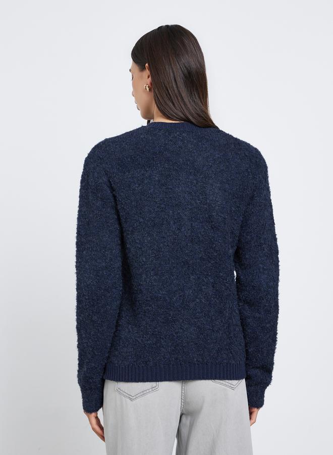 Styli Navy Blue Regular Fit Mixed Yarn Cardigan - Image 5