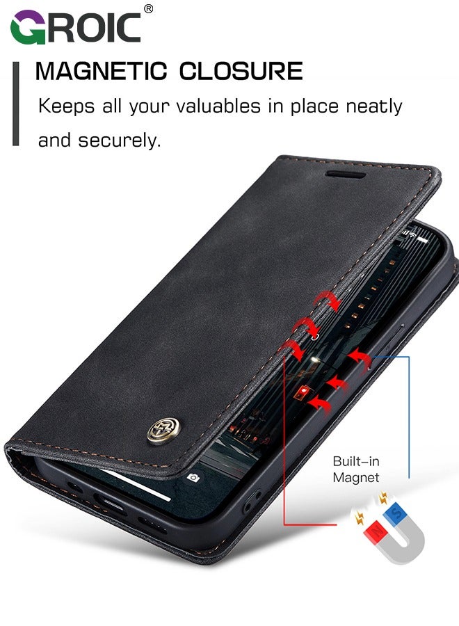 GROIC For iPhone 16 Phone Case, Luxury Leather Wallet Cover, Leather Wallet Case Classic Design with Card Slot and Magnetic Flip Folding Case,iPhone 16 Phone Shell 6.1'' - Image 5