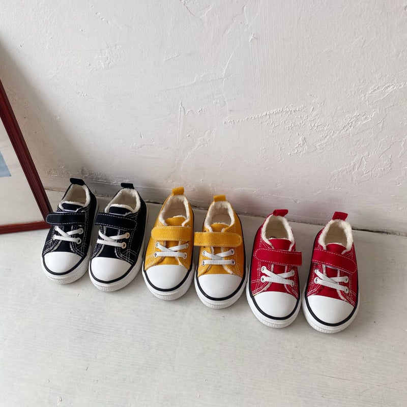 Children'S Fleece-Lined Canvas Shoes 2021 Winter New Korean Style Boys And Girls High-Top Fleece-Lined Board Shoes Baby Soft-Soled Cotton Shoes - Image 3