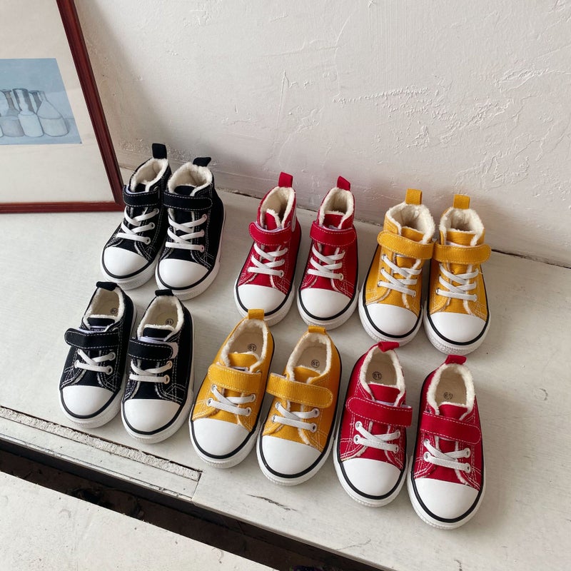 Children'S Fleece-Lined Canvas Shoes 2021 Winter New Korean Style Boys And Girls High-Top Fleece-Lined Board Shoes Baby Soft-Soled Cotton Shoes - Image 2