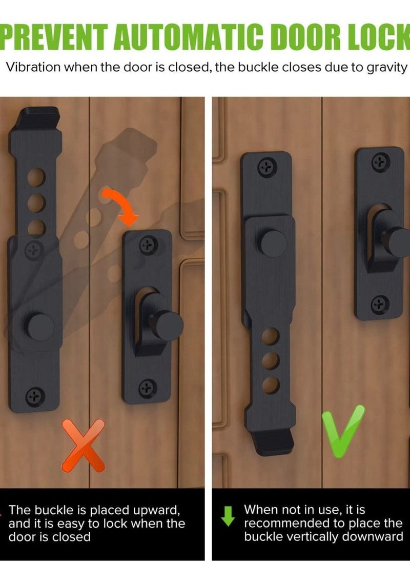 Barn Door Lock, Flip Gate Latches, 304 Stainless Steel Heavy Duty Safety Door Bolt Latch Lock for Sliding Barn Door Latch Lock, Fence, Garden, Bathroom, Outdoor, Shed, Garage Door (Black) - Image 3