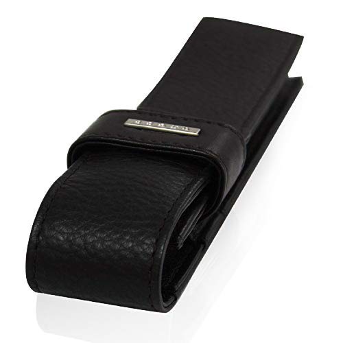 Cross Leather Double Pen Case Holder with Loop for Men and Women | 2 Pen Holder Pouch | Perfect for Fountain Pen Holder and Gifting - Black - Image 4