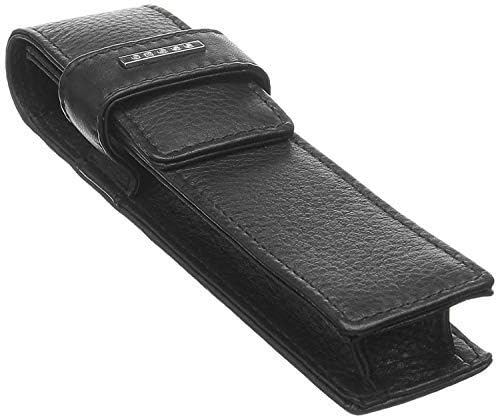 Cross Leather Double Pen Case Holder with Loop for Men and Women | 2 Pen Holder Pouch | Perfect for Fountain Pen Holder and Gifting - Black - Image 2