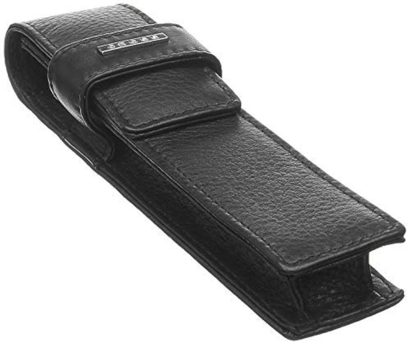 Cross Leather Double Pen Case Holder with Loop for Men and Women | 2 Pen Holder Pouch | Perfect for Fountain Pen Holder and Gifting - Black - Image 1