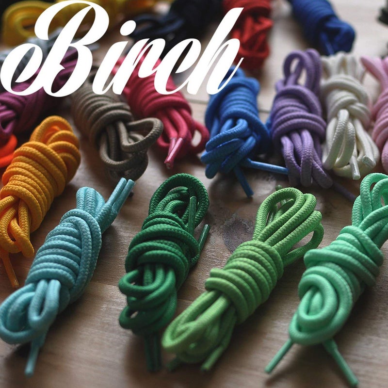 Birch Round Shoelaces 27 Colors 3/16" Thick Shoe Laces 4 Different Lengths (45.5" (115cm) - L, Green) - Image 2