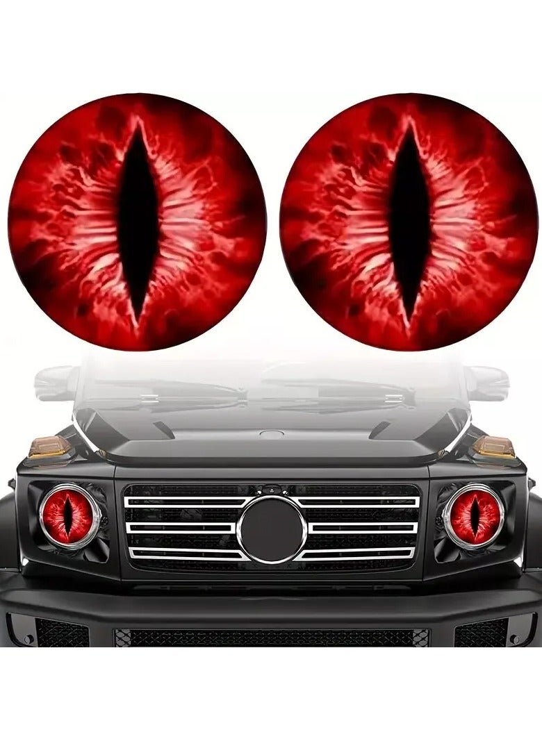 Beast Eyes Headlight Decals, 3D Round Headlight Decal, Eye Decals for Jeep Headlights, Car Body Window Bumper Decoration Stickers (Red) - Image 3