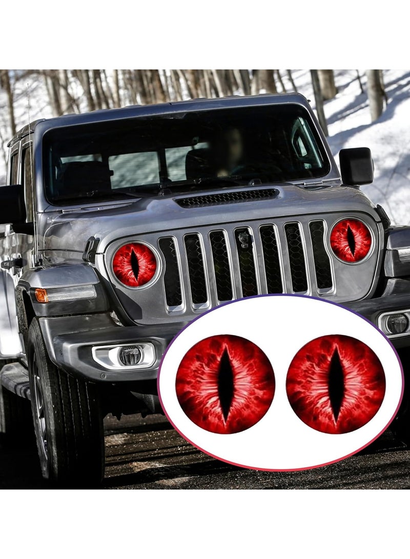 Beast Eyes Headlight Decals, 3D Round Headlight Decal, Eye Decals for Jeep Headlights, Car Body Window Bumper Decoration Stickers (Red) - Image 1