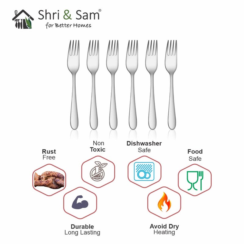 Shri & Sam Shri Sam Stainless Steel Jasmine Desert Fork6 Pieces  - Image 5