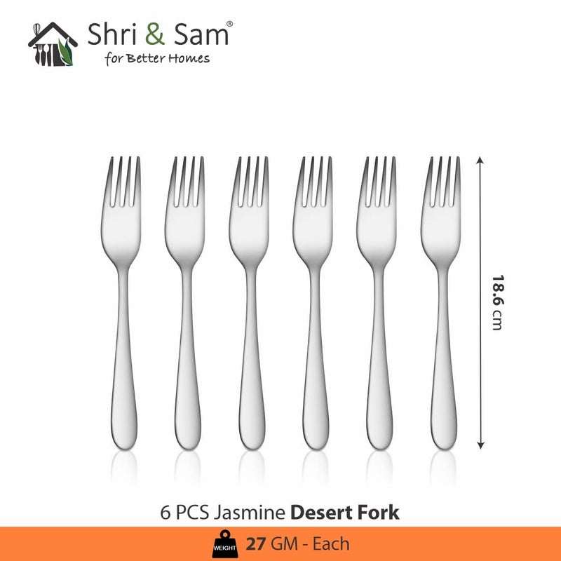 Shri & Sam Shri Sam Stainless Steel Jasmine Desert Fork6 Pieces  - Image 2