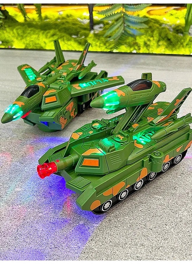 Toy Box Electric Deformation Tank Robot Car Universal Children's Aircraft Toy  - Image 3