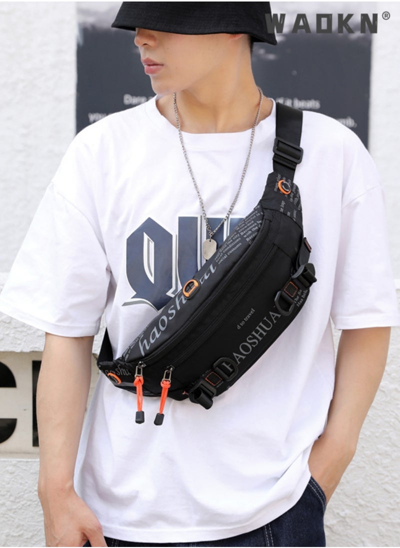 WAOKN - Compact Sling Bag for Men, Waterproof Crossbody Bag Chest Bag Shoulder Backpack with Buckle, Waist Bag Everyday Carry Bag for Travel, Work, Sport Ultralight Chest Bag Sling Backpack Business Daypacks - Image 1