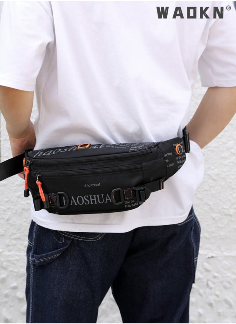 WAOKN - Compact Sling Bag for Men, Waterproof Crossbody Bag Chest Bag Shoulder Backpack with Buckle, Waist Bag Everyday Carry Bag for Travel, Work, Sport Ultralight Chest Bag Sling Backpack Business Daypacks - Image 1