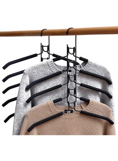 Mmmon Clothes Hangers Space Saving: 4 Pack 5 in 1Multi Layer Metal Hanger Racks Non-Slip FoamPadded Heavy Duty Thick Hanger ClosetOrganizers and Storage for Coat Sweater SuitT-Shirt.  - Image 2