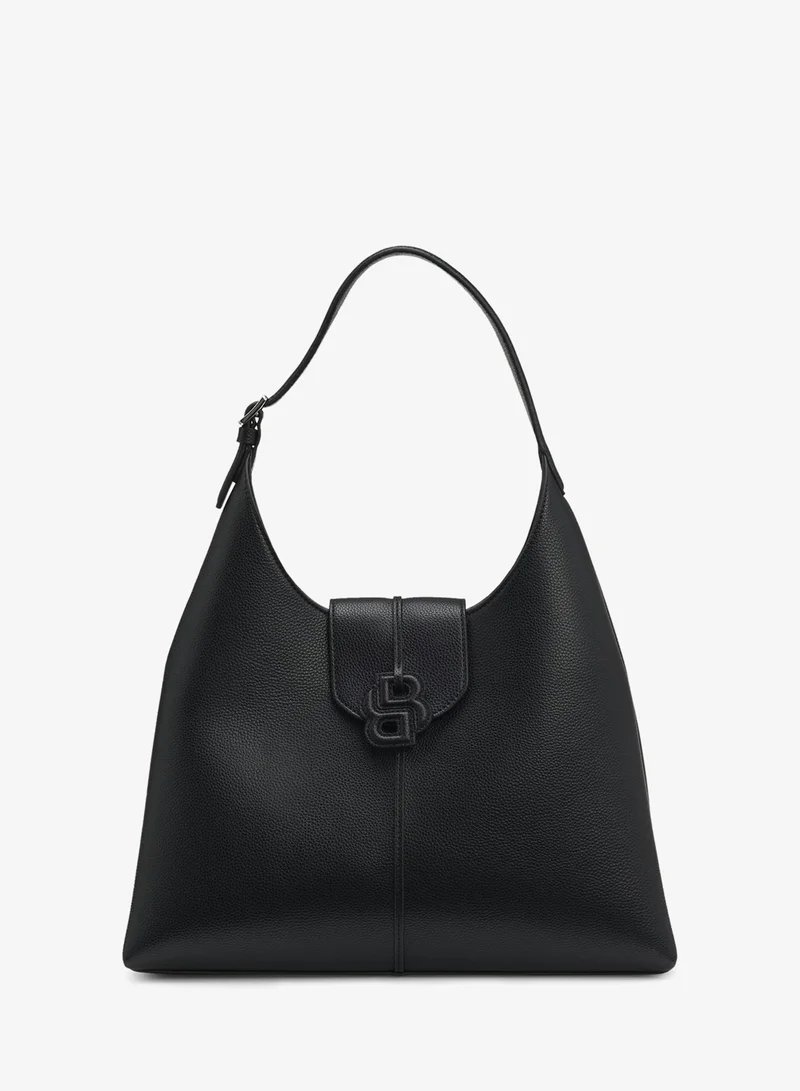 Grained hobo bag with Double B monogram