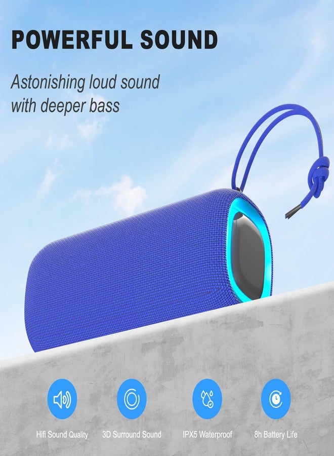 PEICHENG Bluetooth Speaker, Portable Wireless Clear Loud Stereo Sound IPX5 Waterproof with RGB Lights BT5.3 Long Playtime TWS Pairing,for Home Party Outdoor Beach,Great Gift Choice (Blue) - Image 4