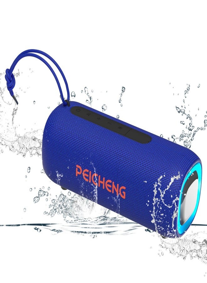 PEICHENG Bluetooth Speaker, Portable Wireless Clear Loud Stereo Sound IPX5 Waterproof with RGB Lights BT5.3 Long Playtime TWS Pairing,for Home Party Outdoor Beach,Great Gift Choice (Blue) - Image 1