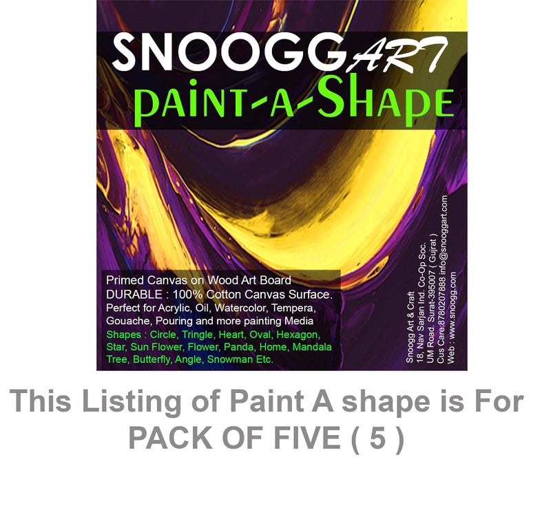 Snoogg 10 Inch 5 Pcs Paint A Shape Cotton Canvas Board Heart Shaped Painting/Drawing Blank Panel for Artist Hobby Painter Students Kids - Image 2