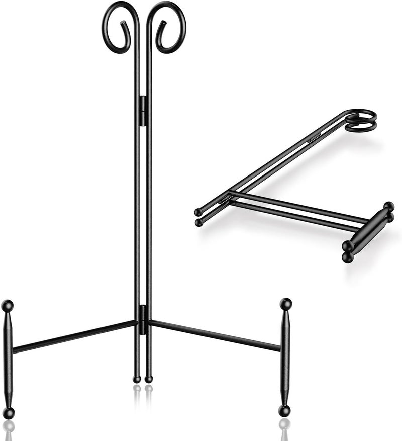 SVENJBB Plate Stand and Holder Display Stand 12 Inch, Black Iron Picture Frame Stand for Display, Collapsible and Portable Easel Stand for Table (2 Pack) - Image 1