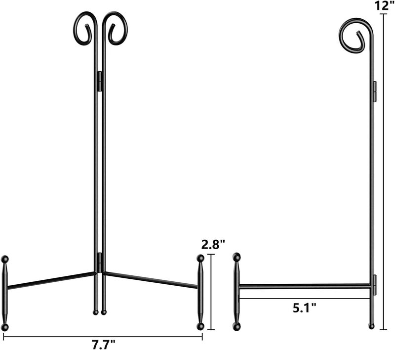 SVENJBB Plate Stand and Holder Display Stand 12 Inch, Black Iron Picture Frame Stand for Display, Collapsible and Portable Easel Stand for Table (2 Pack) - Image 5