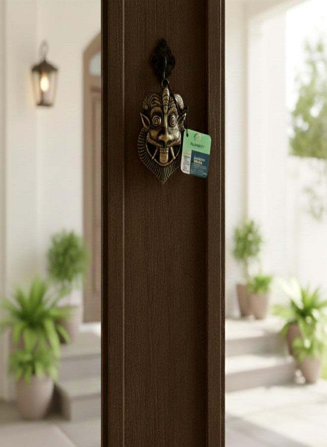 FLAIMYST Kirtimukha for Home Door in Aluminium Metal, Kirtimukha Wall Hanging for Home Decor, Nazar Battu for Home Entrance (11x9 CM) (Brass Finish) - Image 2