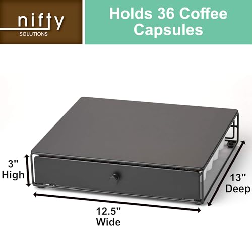 Nifty Solutions Nifty Coffee Pod Drawer – Compatible with K-Cups, 36 Pod Pack Holder, Non-Rolling, Compact Under Coffee Pot Storage Sliding Drawer, Home Kitchen Counter Organizer, Black - Image 4