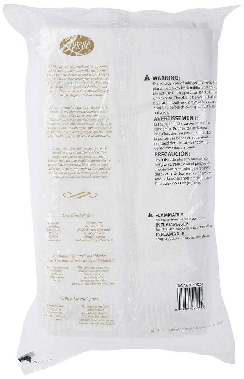 Linette 3 Ply Table Cover (7 Piece Package 54" X 108"), 7 Count (Pack of 1), White - Image 4