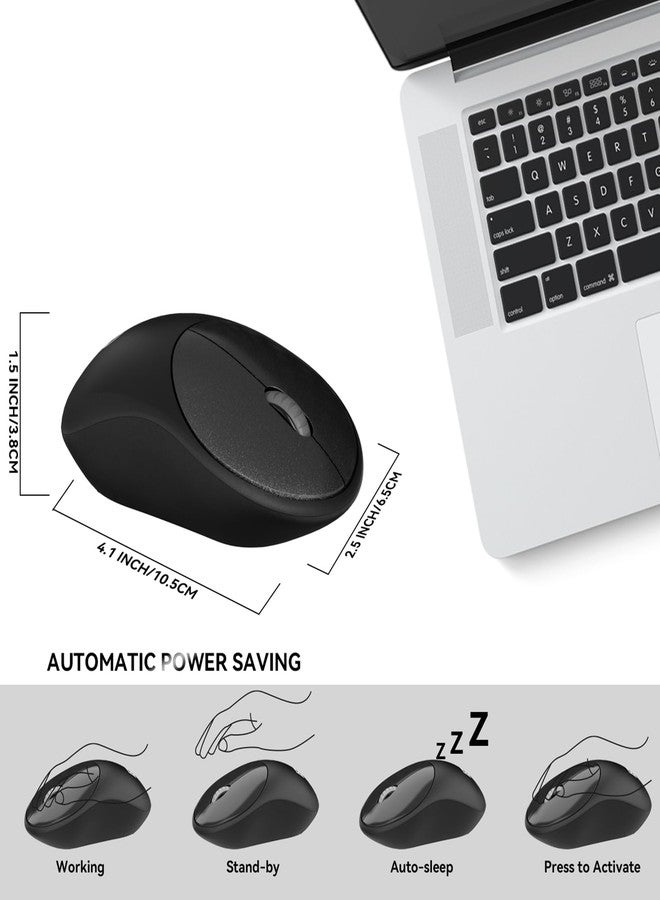FD Wireless Keyboard and Mouse Combo, FD iK6300 2.4GHz Cordless Cute Round Key Set Smart Power-saving Whisper-Quiet Slim Combo for Laptop, Computer and Mac (Black) - Image 5