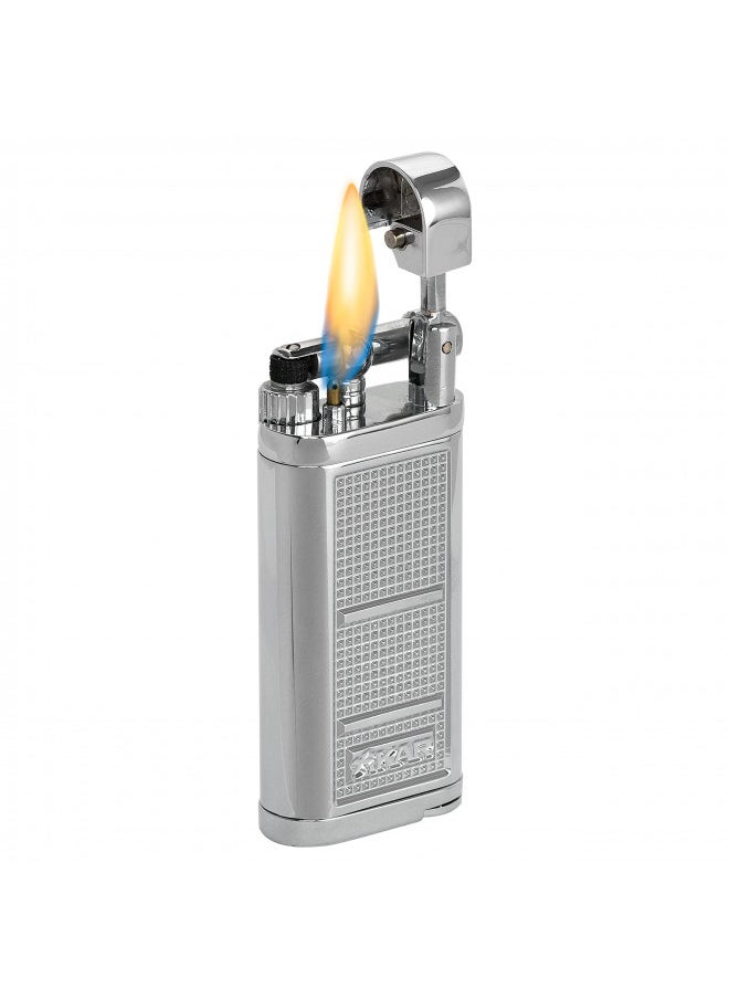 Xikar - Xikar Pipeline Pipe Lighter, Replaceable Flint Ignition System, Hinged Ignition Cover, Refillable, Silver - Image 1