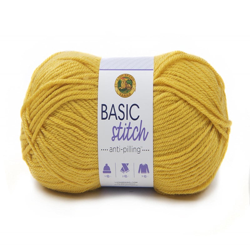 Lion Brand Yarn Basic Stitch Anti-Pilling Knitting Yarn, Yarn for Crocheting, 1-Pack, Mustard - Image 1