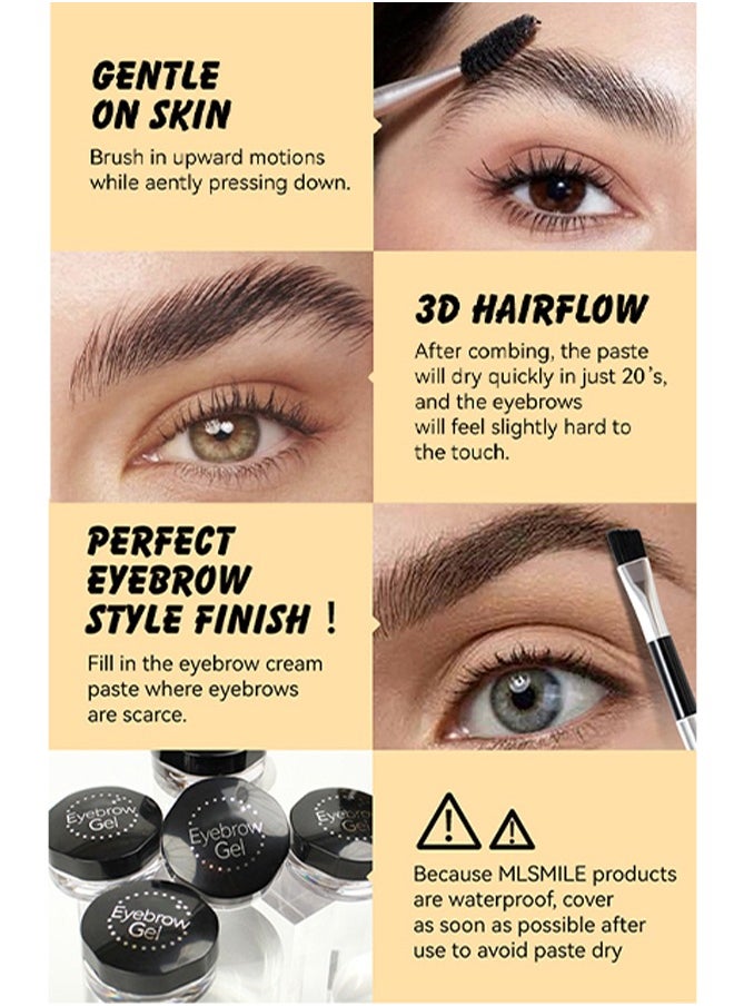 EELHOE - Eyebrow Gel Brow Pomade- 2 In 1 Eyebrow Styling Wax, Clear Eye Brow Gel Waterproof & Long Lasting,  Eyebrow Styling and Brow Pomade Gel With Brush(#02) - Image 1