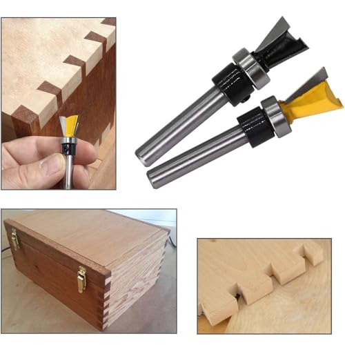 Wolfride 2Pcs Dovetail Router Bits 1/4 Inch Shank Dovetail Joint Router Bit Set with Bearing for Woodworking Cutter - Image 5